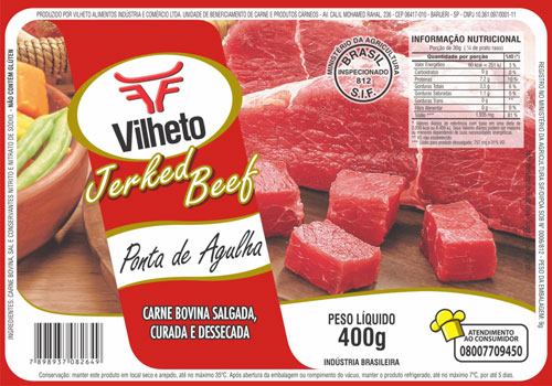 Ponta de Agulha 400g - Todo dia é dia de carne seca Vilheto - O melhor jerked beef do Brasil!